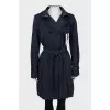 Blue double-breasted raincoat