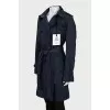 Blue double-breasted raincoat