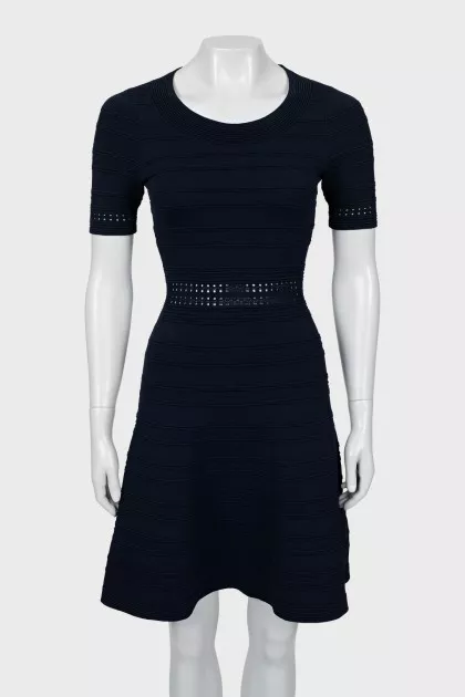 Blue dress with embossed print