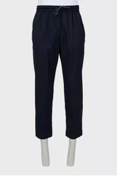 Men's wool trousers with elastic