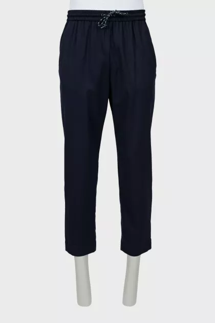 Men's wool trousers with elastic
