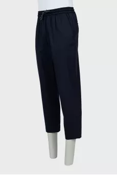 Men's wool trousers with elastic