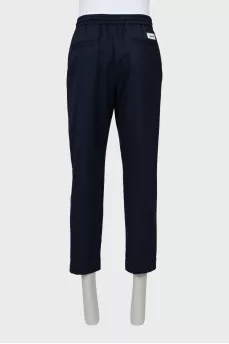 Men's wool trousers with elastic