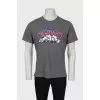 Men's gray T-shirt with brand logo
