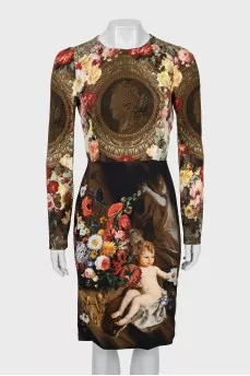 Long sleeve printed dress