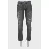 Men's gray distressed jeans
