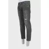 Men's gray distressed jeans
