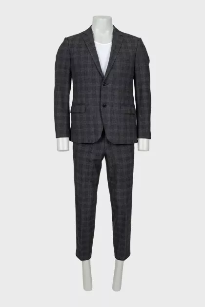 Men's checked wool suit