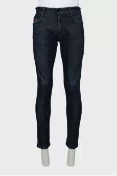 Men's dark blue slim fit jeans