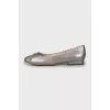 Silver ballerinas with embossed leather