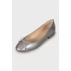 Silver ballerinas with embossed leather