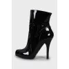 Patent leather heeled ankle boots
