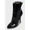 Patent leather heeled ankle boots