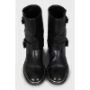Leather boots with gold hardware