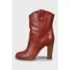 Leather ankle boots with wooden heels