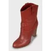 Leather ankle boots with wooden heels