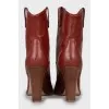 Leather ankle boots with wooden heels