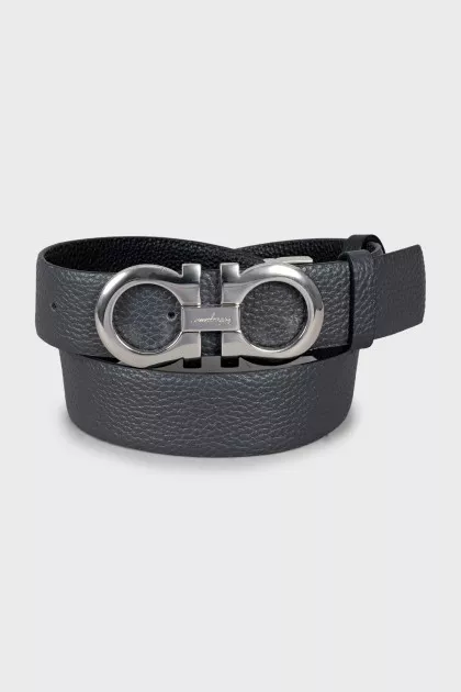 Gray leather belt
