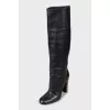 Leather boots with studded heels