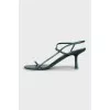Green leather heeled sandals