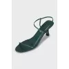 Green leather heeled sandals