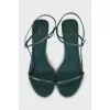 Green leather heeled sandals