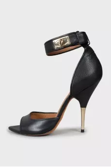 Black high heel sandals