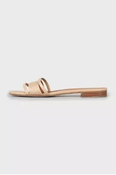Beige Low Heel Slides