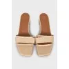 Beige Low Heel Slides