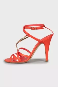 Red patent leather sandals