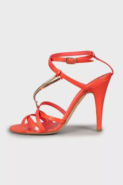 Red patent leather sandals