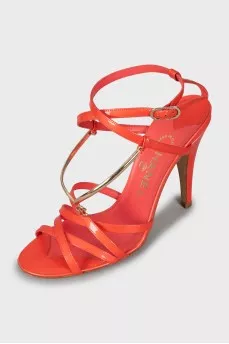 Red patent leather sandals