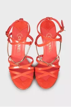 Red patent leather sandals