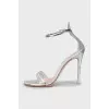 Silver high heel sandals