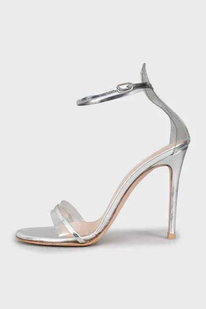 Silver high heel sandals