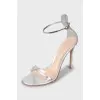 Silver high heel sandals