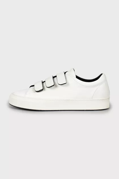 White leather sneakers with Velcro