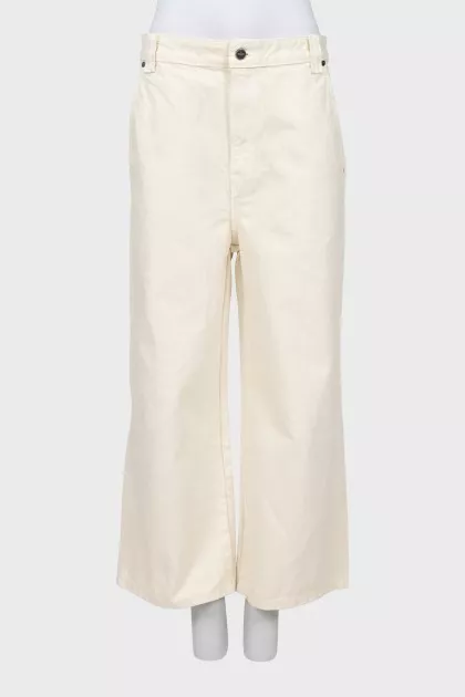 Beige high waist culotte jeans