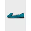 Square toe suede ballerinas