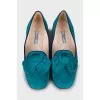 Square toe suede ballerinas