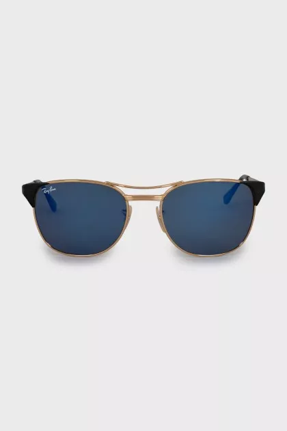 Browline sunglasses with gold frames