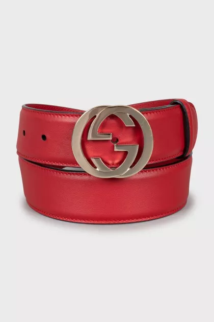 Red leather belt