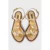Patent leather sandals with decor