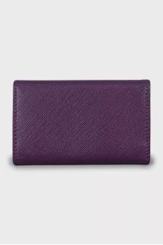 Leather key holder with gold-tone fittings