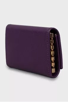 Leather key holder with gold-tone fittings