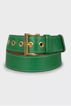 Green leather belt