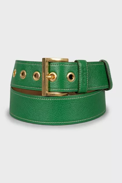Green leather belt