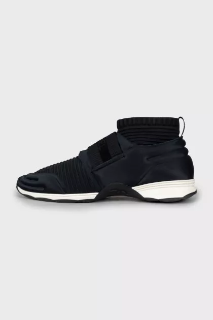 Textile sneakers with embossed pattern