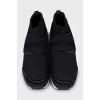 Textile sneakers with embossed pattern