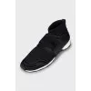 Textile sneakers with embossed pattern
